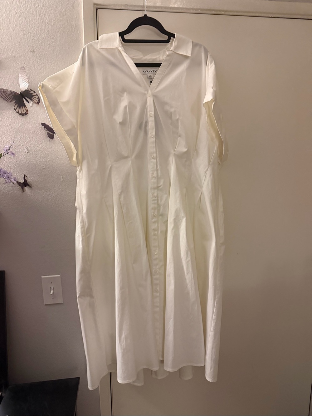 Ava & Viv Ivory Button-Front Maxi Shirt Dress